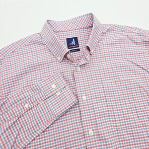 Johnnie-O Prep-Formance Mens L George Red Blue Gingham Check Button Down Shirt